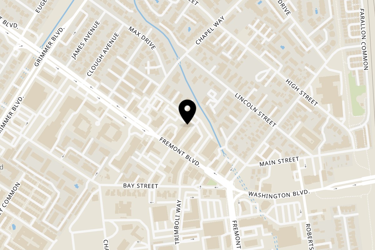 Map showing the location of Mirchi Cafe and Masala Pizza Fremont on 40900 Fremont Blvd in Fremont